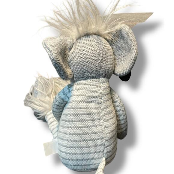MudPie Plush Knit Elephant Doll Nursery Decor Baby Shower Gift Stripe Safari 15" - Picture 10 of 12